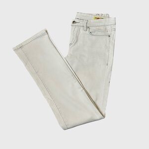 Blank NYC Jeans Putty Grayish White Size 28  Straight Leg Contrast Stitching